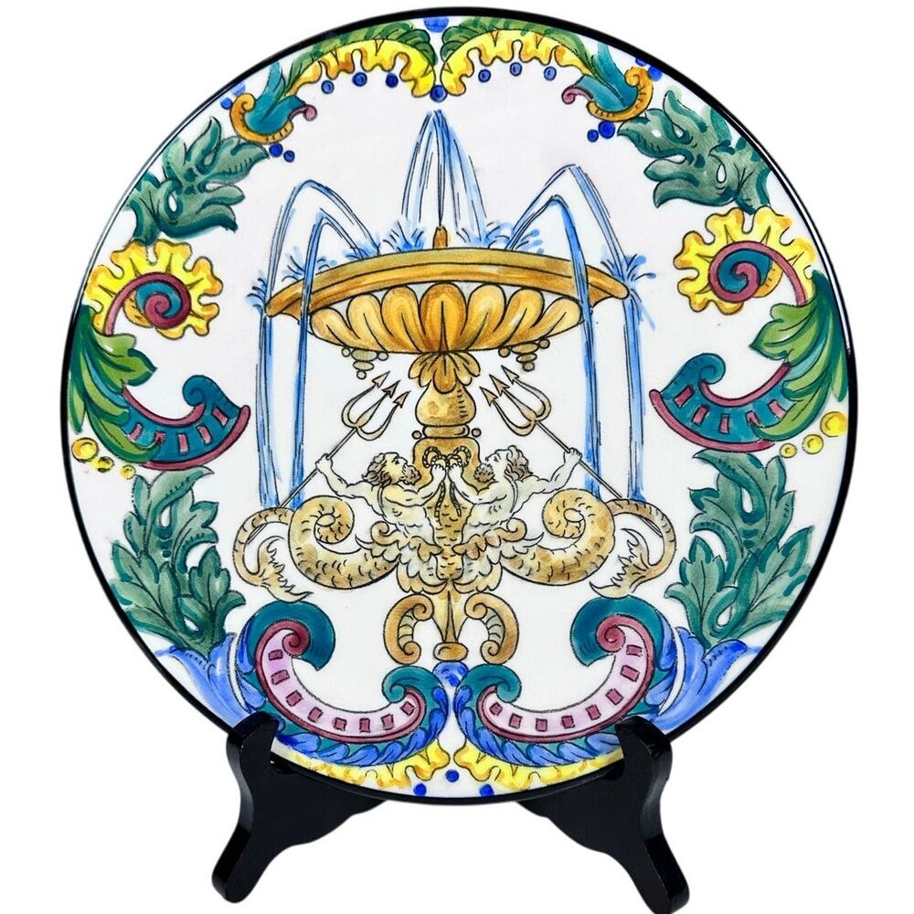 Ceramar Hand Painted Vintage Neo-Classical 9" Wall Plate-Spain-Excellent & Rare!